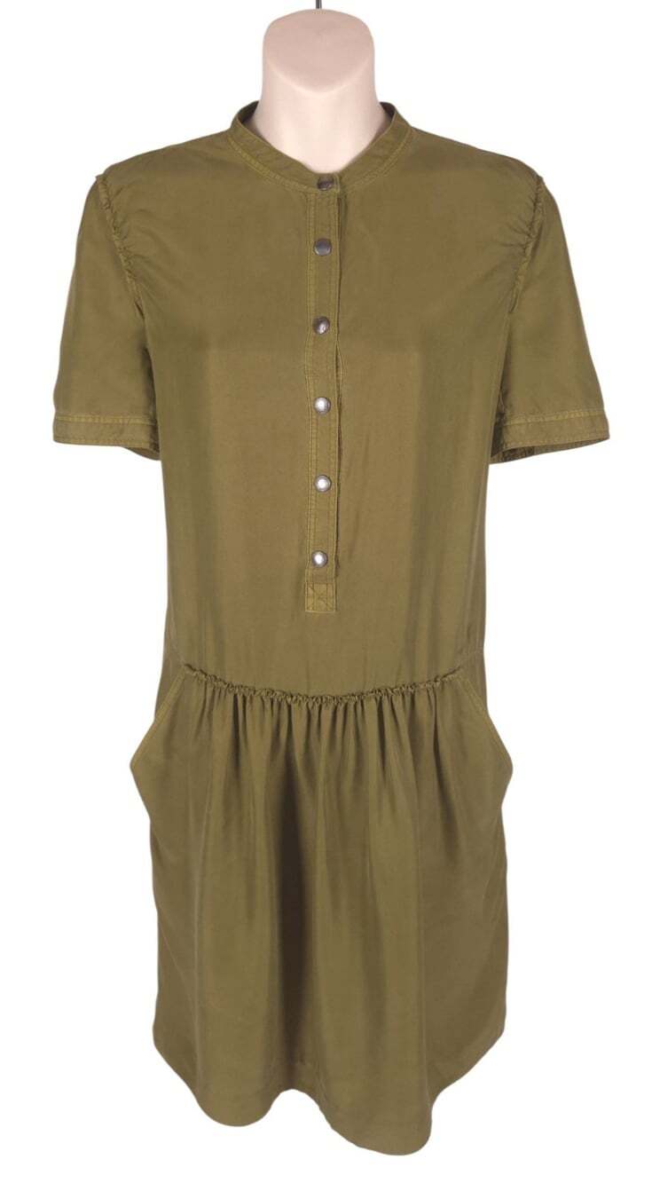 Burberry Brit Mulberry Silk Drop Waist Shirtdress US S EU 36 Womens Green $695